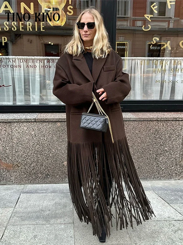 High Street Tassel Hem Woolen Coat For Women Turndown Collar Long Sleeve Overcoat Female 2024 Autumn Winter Fashion Lady Outwear
High Street Tassel Hem Woolen Coat For Women Turndown Collar Long Sleeve Overcoat Female 2024 Autumn Winter Fashion Lady Outwear