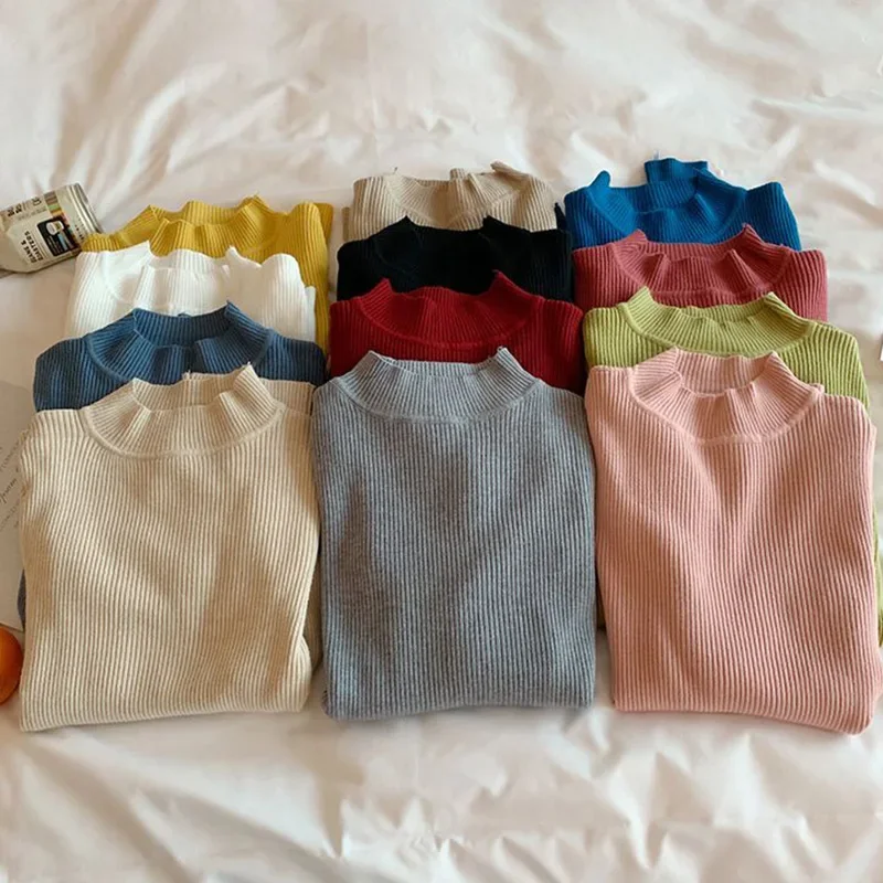 Winter Lady Half High Neck Knitted Tops Women Skinny Thin Pullover Sweaters Female Classic Solid Sweaters Clothes
Winter Lady Half High Neck Knitted Tops Women Skinny Thin Pullover Sweaters Female Classic Solid Sweaters Clothes