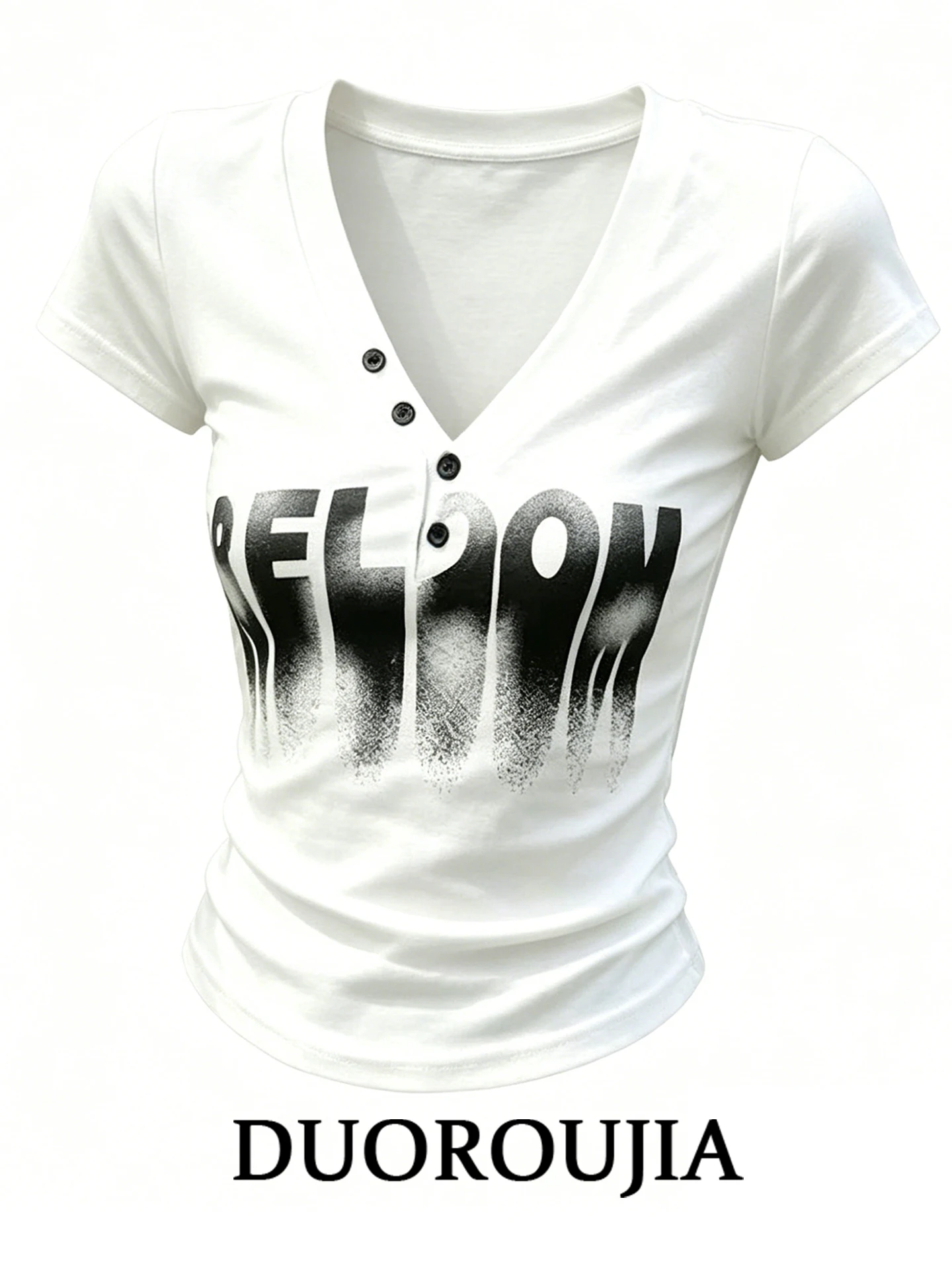 DUOR plus Size Women's T-Shirt White Letter Print V-Neck Short Sleeve Slim Fit Summer Versatile Top Korean Style Regular Fit
DUOR plus Size Women's T-Shirt White Letter Print V-Neck Short Sleeve Slim Fit Summer Versatile Top Korean Style Regular Fit