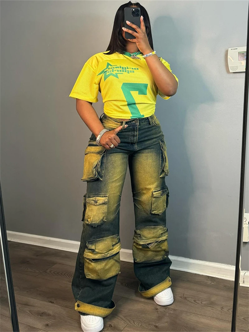 Streetwear Tie dye Jeans Multi Pockets Pants Fall Clothes 2024 Women High Waist Staight Leg Cargo Pants Fashion Denim Trousers
Streetwear Tie dye Jeans Multi Pockets Pants Fall Clothes 2024 Women High Waist Staight Leg Cargo Pants Fashion Denim Trousers