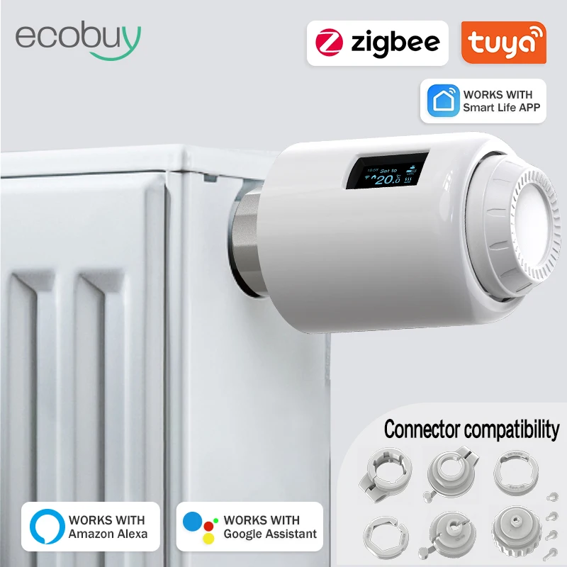 Tuya Zigbee Thermostatic Head Radiator Valve Zigbee Thermostatic Valve Head Smart Life Temperature Controller Google Home Alexa