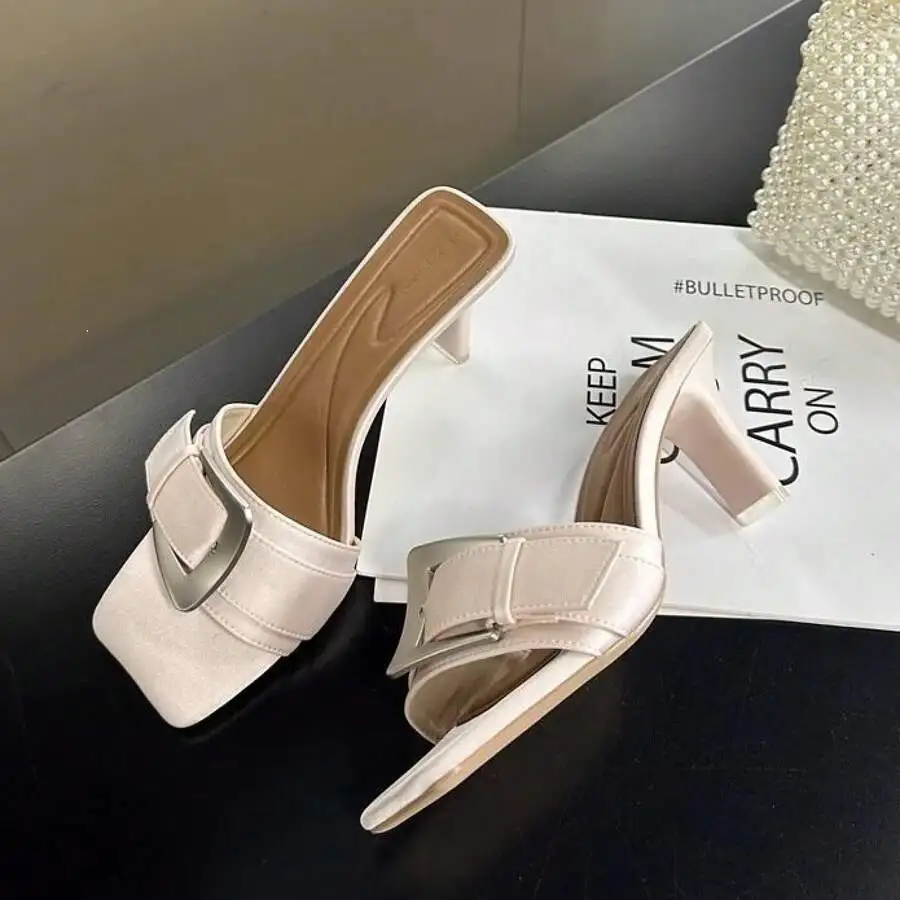 Womens Satin Square Toe Mules With Buckle Strap Low Block Heel Slip On Summer Sandals
Womens Satin Square Toe Mules With Buckle Strap Low Block Heel Slip On Summer Sandals
