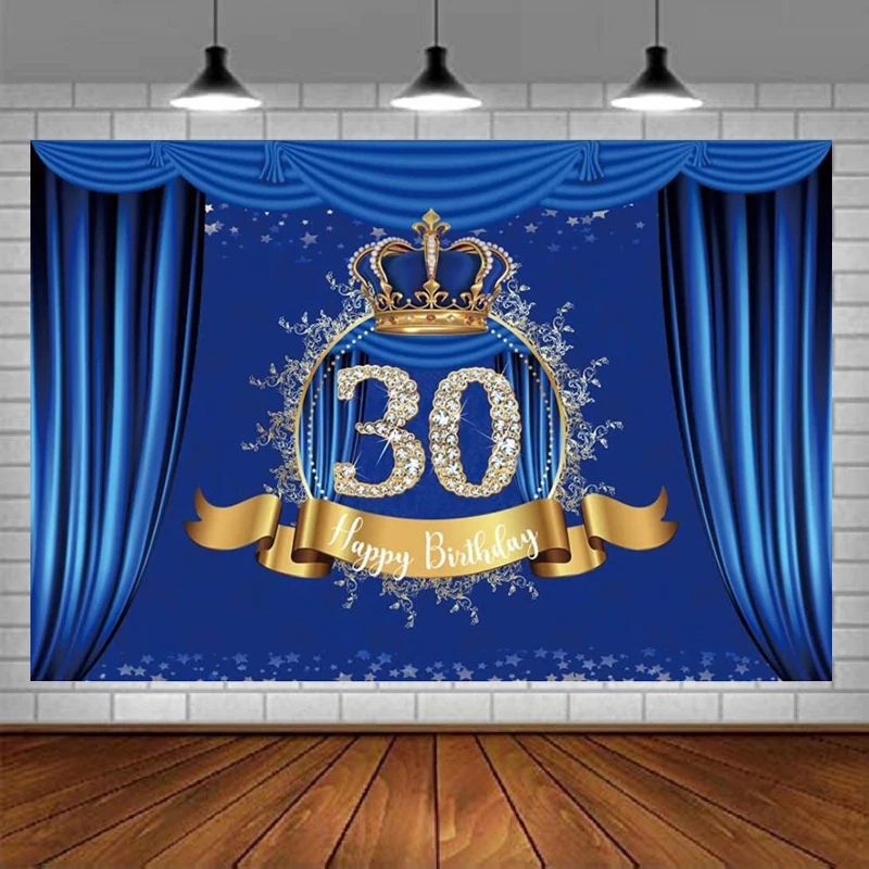 Photography Backdrop Blue Curtain Luxury Golden Crown Photo Background Man 30th Birthday Celebration Party Cake Table Decor
Photography Backdrop Blue Curtain Luxury Golden Crown Photo Background Man 30th Birthday Celebration Party Cake Table Decor