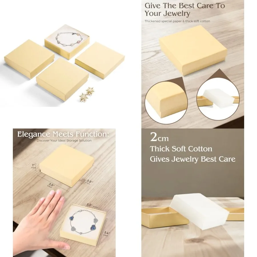 Jewelry Boxes Bulk 96PC, Matte Cardboard Gift Boxes, Cotton Filled Box with Lids, 3.5x3.5x1 Inch, Bulk Square Small Kraft Gift
Jewelry Boxes Bulk 96PC, Matte Cardboard Gift Boxes, Cotton Filled Box with Lids, 3.5x3.5x1 Inch, Bulk Square Small Kraft Gift