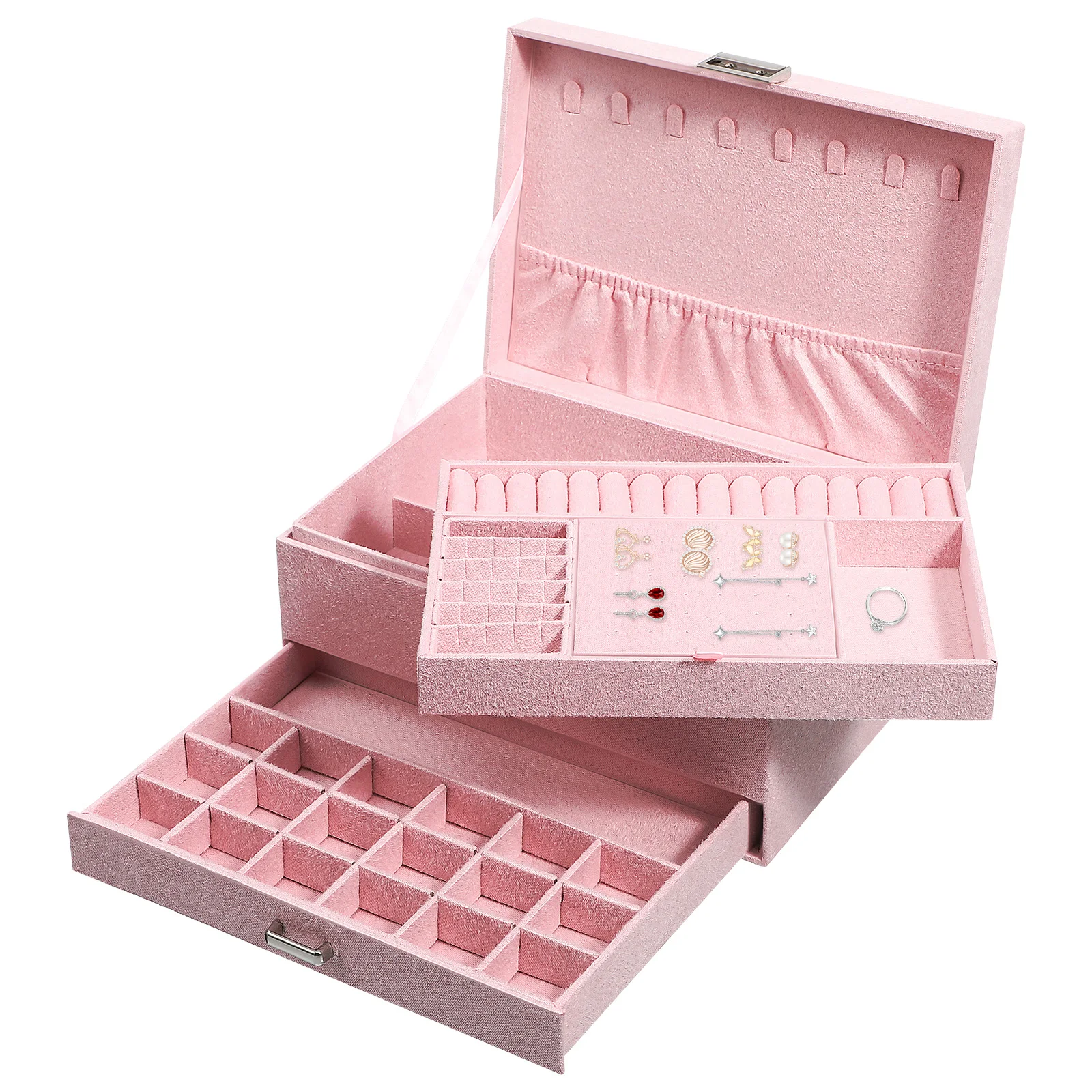 Multi-layer Jewelry Box Large Capacity Suede Organizer Drawer Style Necklace Earring Ring Storage Travel Case Trinket Box
Multi-layer Jewelry Box Large Capacity Suede Organizer Drawer Style Necklace Earring Ring Storage Travel Case Trinket Box