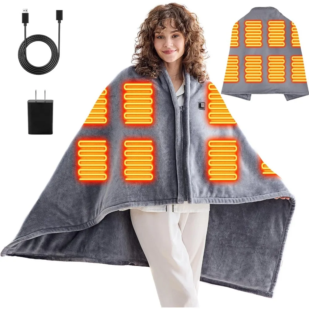 USB Heated Blanket Shawl - Cordless Portable Electric Throw with 3 Heat Levels for Travel Camping Bed Grey
USB Heated Blanket Shawl - Cordless Portable Electric Throw with 3 Heat Levels for Travel Camping Bed Grey
