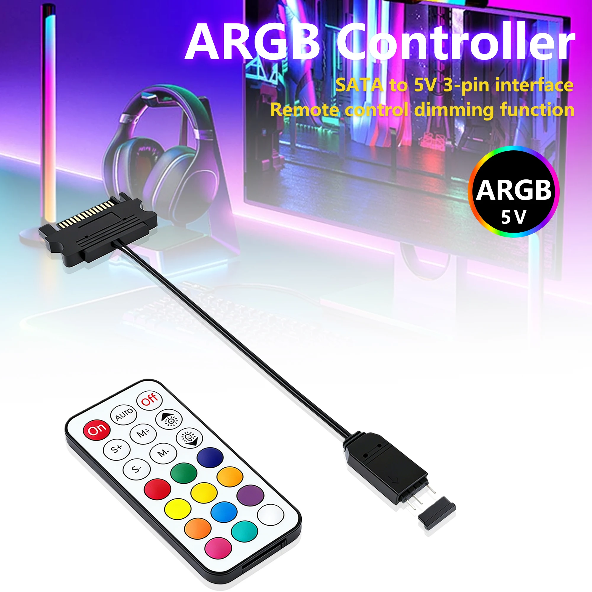 5V 3Pin ARGB Controller with Remote SATA Power for PC Case Fan LED Light Strip Dimmer-Battery not included
5V 3Pin ARGB Controller with Remote SATA Power for PC Case Fan LED Light Strip Dimmer-Battery not included