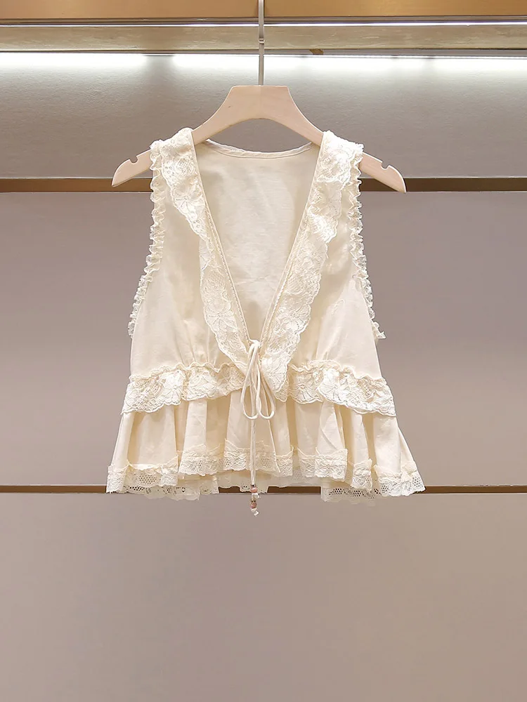 Withered Women's Summer New French Niche Sweet Style Lace Patchwork V-neck Lace Up Shirt Woman Clothes Shirts
Withered Women's Summer New French Niche Sweet Style Lace Patchwork V-neck Lace Up Shirt Woman Clothes Shirts