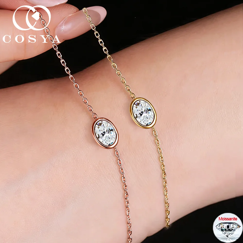 COSYA 1/2CT Oval Cut Moissanite Solitaire Bracelet for Women S925 Silver Bezel D VVS Lab Diamond HandChain Party Jewelry Gift
COSYA 1/2CT Oval Cut Moissanite Solitaire Bracelet for Women S925 Silver Bezel D VVS Lab Diamond HandChain Party Jewelry Gift