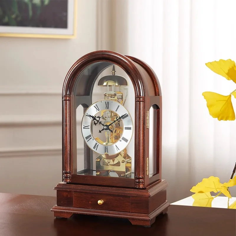 European solid wood mechanical seat clock household desktop decoration ornament Polaris copper movement seat clock retro timekee
European solid wood mechanical seat clock household desktop decoration ornament Polaris copper movement seat clock retro timekee