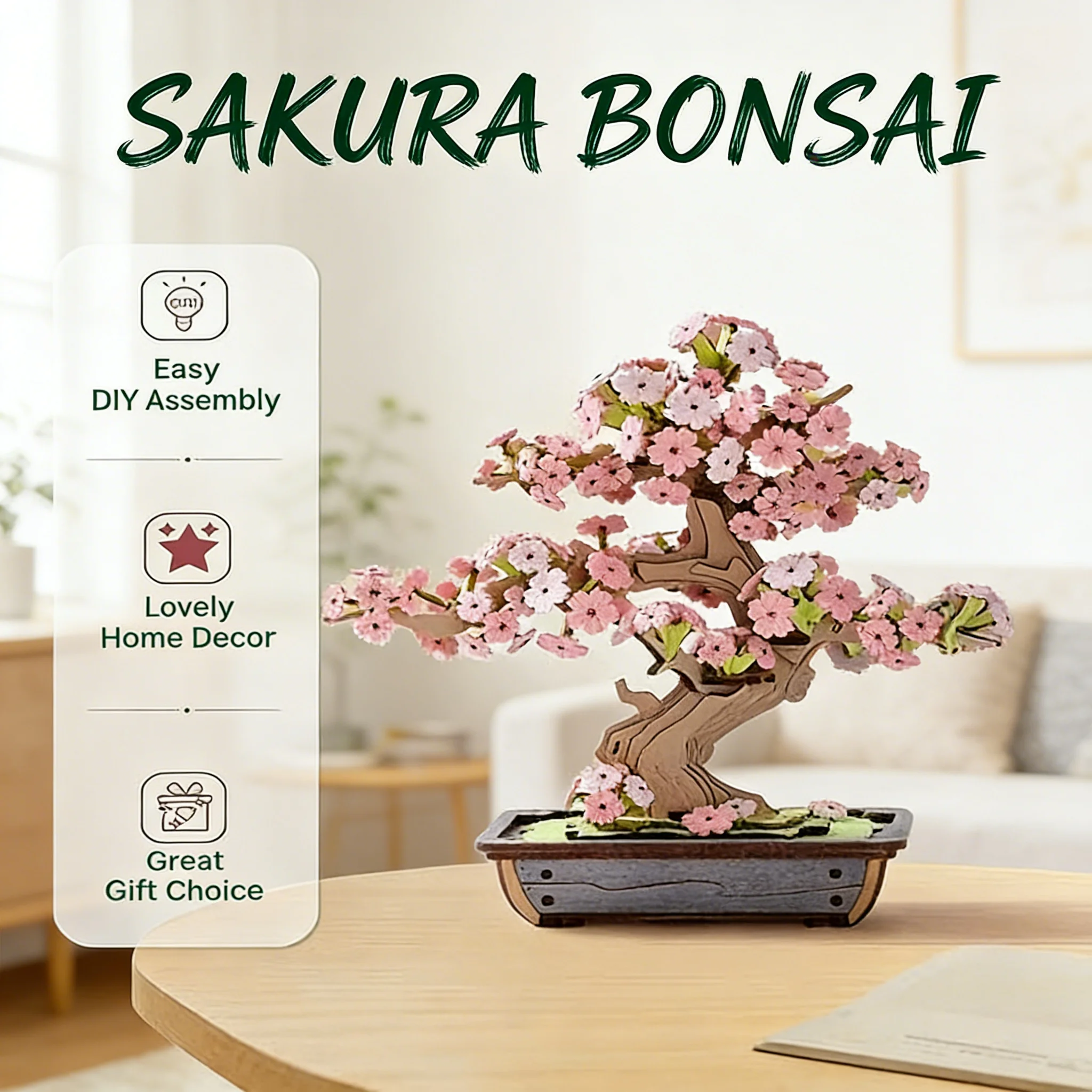 3D Wooden Sakura Bonsai Puzzle, DIY Cherry Blossom Decor, Model Building Kit for Adults
3D Wooden Sakura Bonsai Puzzle, DIY Cherry Blossom Decor, Model Building Kit for Adults