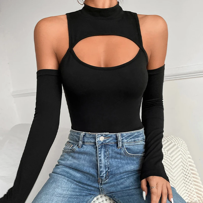 Women Off the Shoulder Tops Streetwear Shirts Sexy Bodysuits Long Sleeve Female O-Neck Hole Black Clothe Slim Fit Fashion Tees
Women Off the Shoulder Tops Streetwear Shirts Sexy Bodysuits Long Sleeve Female O-Neck Hole Black Clothe Slim Fit Fashion Tees