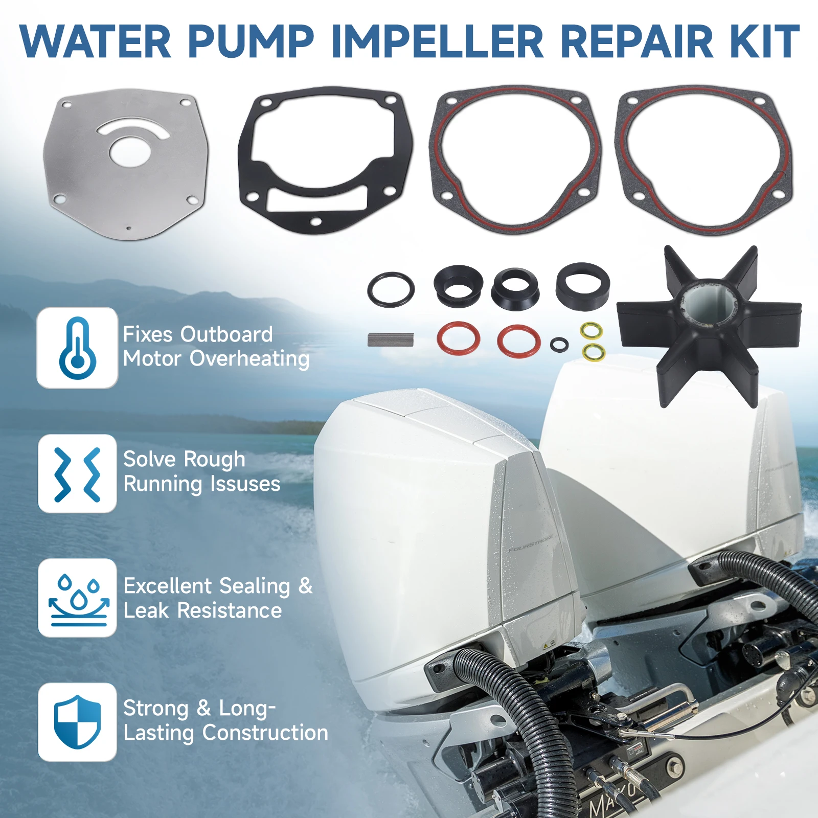 For Mercury Mariner Outboard MerCruiser Sterndrive 8M0100526 Marine Water Pump Repair Kit Impeller Rubber Gasket With Plate Fits
For Mercury Mariner Outboard MerCruiser Sterndrive 8M0100526 Marine Water Pump Repair Kit Impeller Rubber Gasket With Plate Fits
