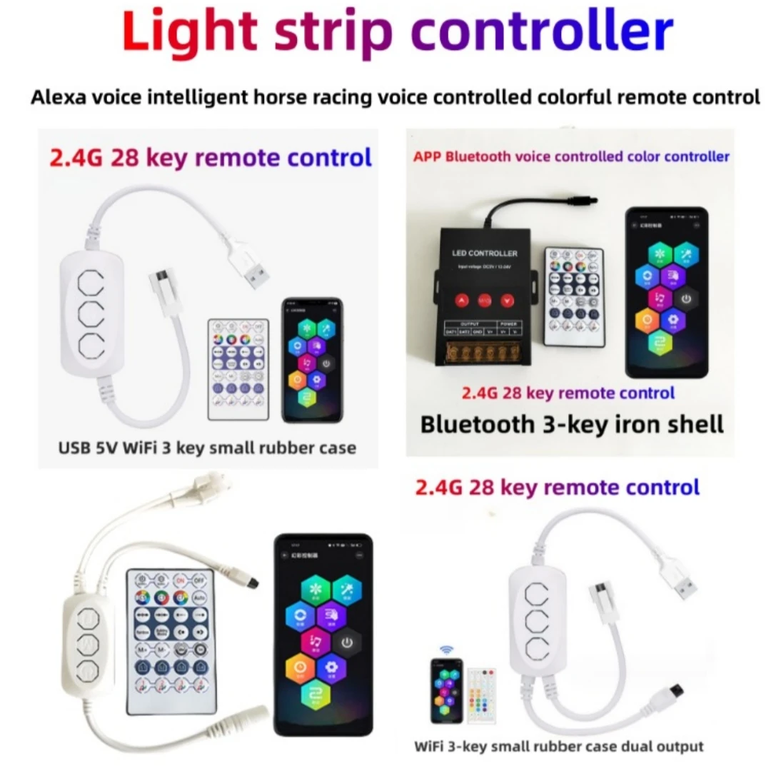 44Keys BT Wifi APP Voice-Activated Intelligent Magic Color Horse Racing Flowing Light Strip Ws2812 Ws2811 IC Led WIFI Controller
44Keys BT Wifi APP Voice-Activated Intelligent Magic Color Horse Racing Flowing Light Strip Ws2812 Ws2811 IC Led WIFI Controller