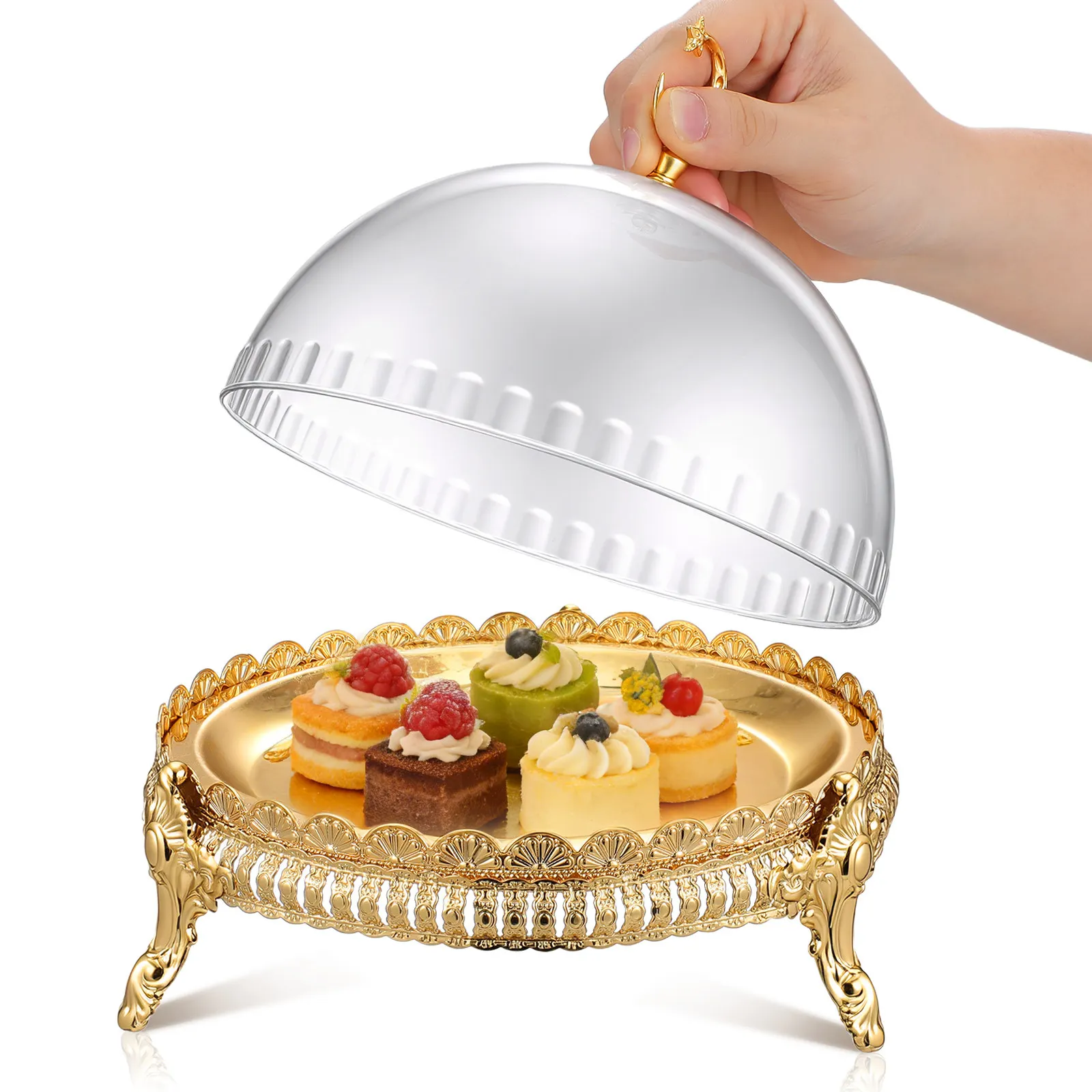 1Set Iron Art Cake Tray Footed Covered Protective Dome Dessert Display Stand Birthday Wedding Party Snack Plate
1Set Iron Art Cake Tray Footed Covered Protective Dome Dessert Display Stand Birthday Wedding Party Snack Plate
