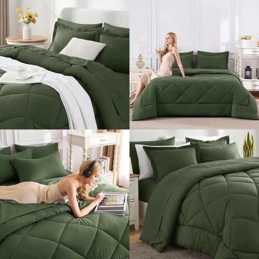 Комплект постельного белья Olive Green из 7 предметов: роскошное всесезонное белье с одеялом из искусственного пуха, простынями, наволочками и S-образным пододеяльником.
Комплект постельного белья Olive Green из 7 предметов: роскошное всесезонное белье с одеялом из искусственного пуха, простынями, наволочками и S-образным пододеяльником.