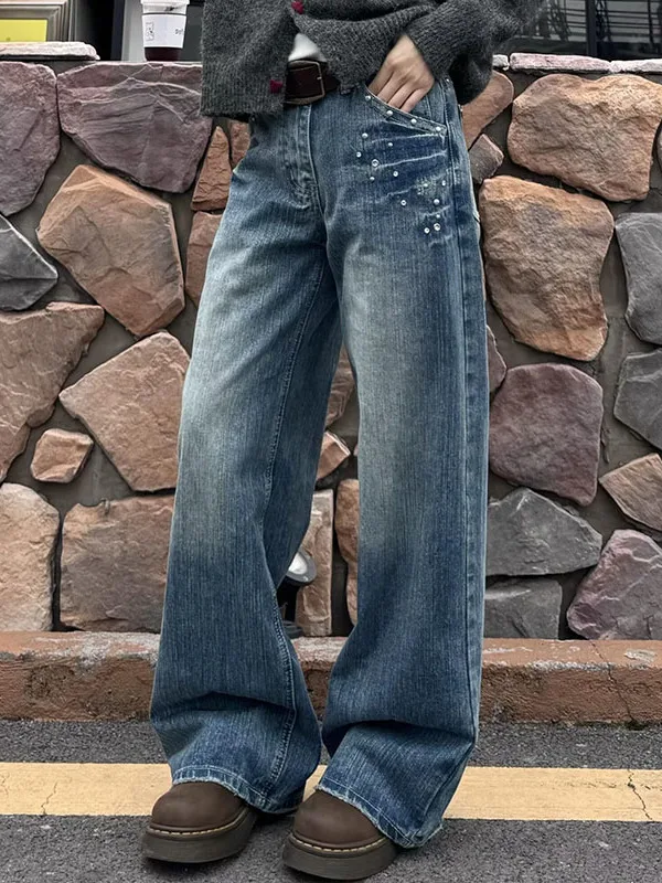 Retro American High Waist Wide Leg Jeans Women Loose Casual Slim Straight Jeans Distressed Design High Street Style
Retro American High Waist Wide Leg Jeans Women Loose Casual Slim Straight Jeans Distressed Design High Street Style