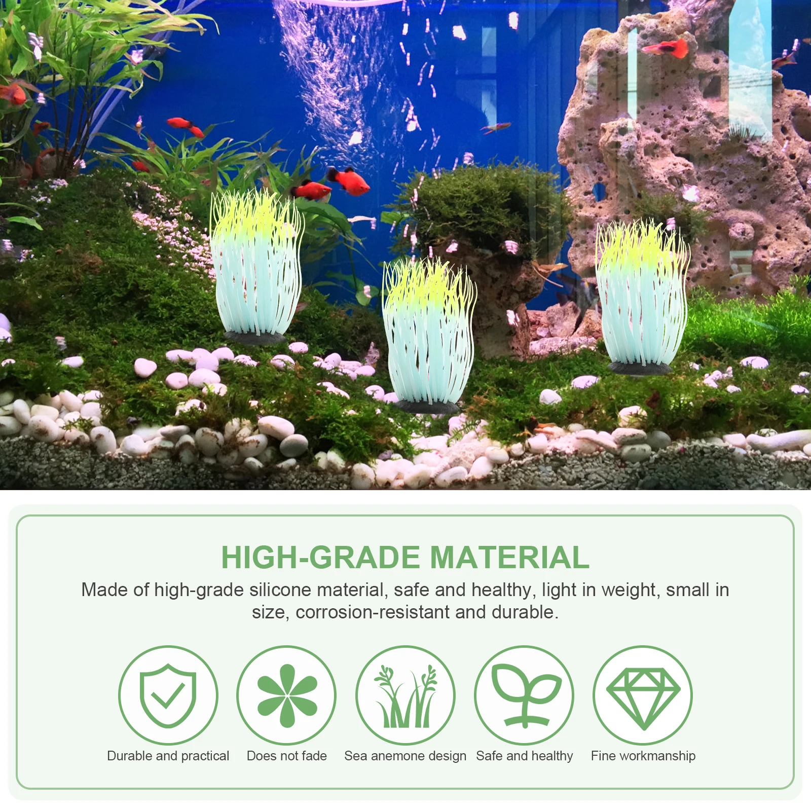 Glow Anemone Decoration Artificial Sea Anemone Sculpture Lifelike Silicone Craft Decor Fish Tank Landscape Aquarium nament Home
Glow Anemone Decoration Artificial Sea Anemone Sculpture Lifelike Silicone Craft Decor Fish Tank Landscape Aquarium nament Home