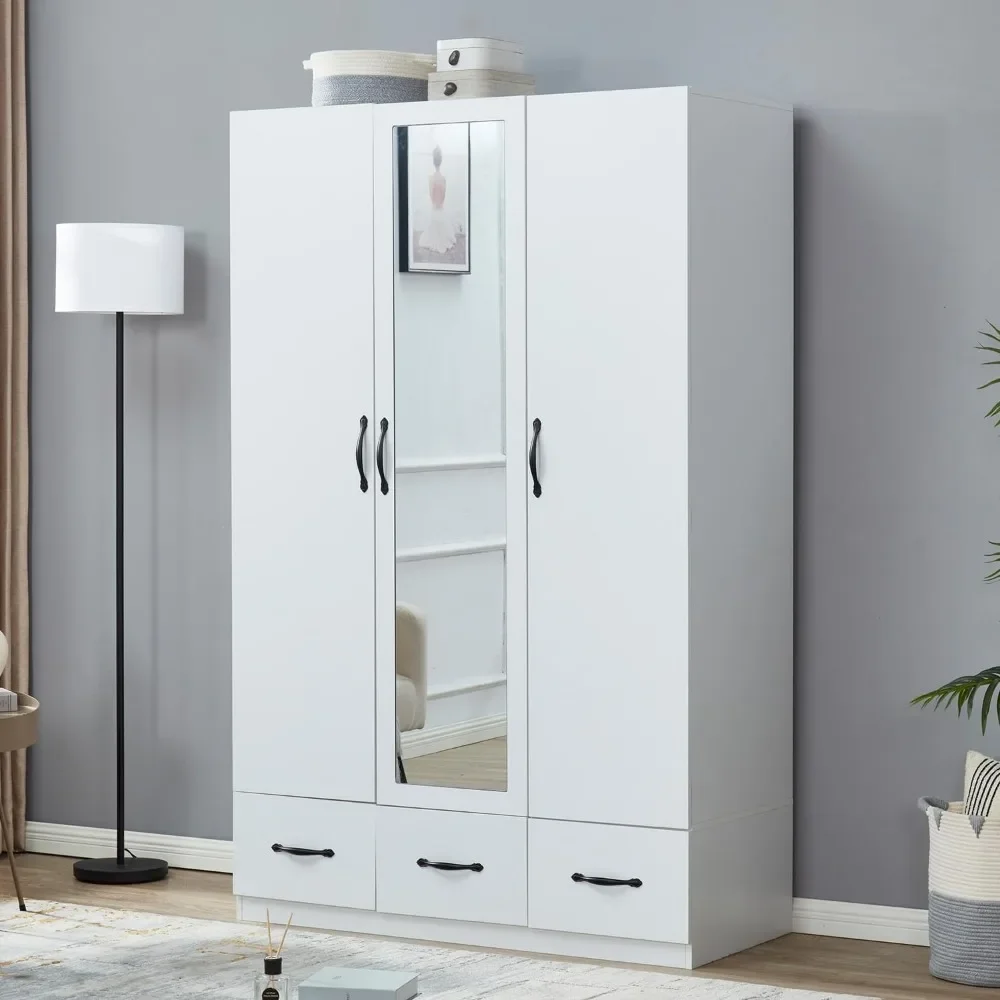 Wardrobe Closet with Mirror, 3 Door 3 Drawers Wooden Armoire Wardrobe Closet with Hight Storage Capacity,Closet Wardrobe Mirror
Wardrobe Closet with Mirror, 3 Door 3 Drawers Wooden Armoire Wardrobe Closet with Hight Storage Capacity,Closet Wardrobe Mirror