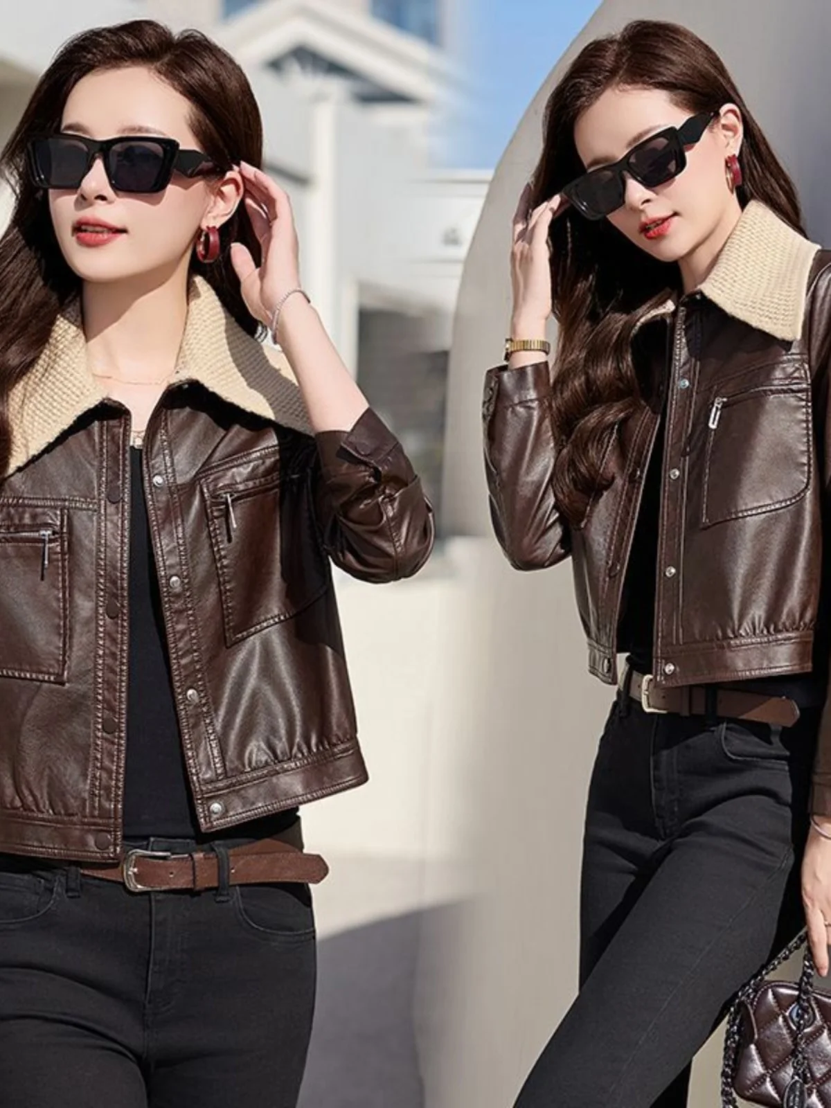 Ele Detachable Knitted Collar Biker Jaet Women's ort Size Faionable Motorcycle Clothing Spring 2026 New Arrival
Ele Detachable Knitted Collar Biker Jaet Women's ort Size Faionable Motorcycle Clothing Spring 2026 New Arrival