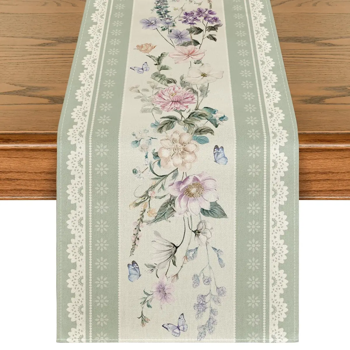Green Printed Lace Floral Spring Table Runner, Seasonal Summer Kitchen Dining Table Decoration for Home Party Decor
Green Printed Lace Floral Spring Table Runner, Seasonal Summer Kitchen Dining Table Decoration for Home Party Decor