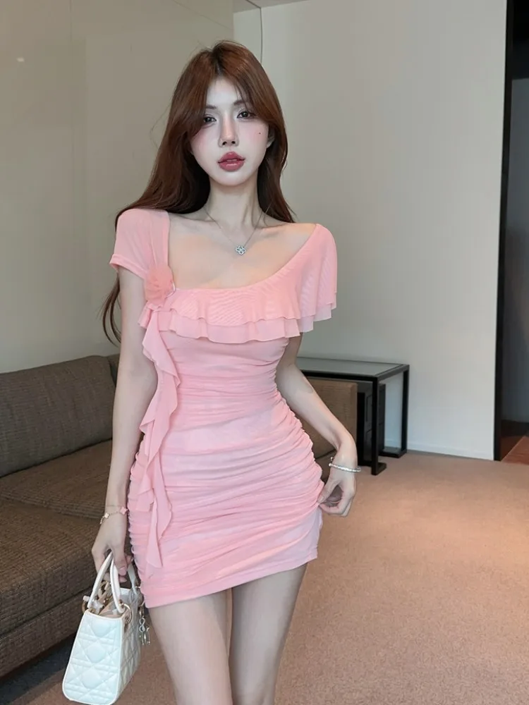 Summer Sexy Lace Trim Flounce Sleeve Chiffon Dress Women's High Waist Bodycon Skirt Korean Style Commute Alluring Gown
Summer Sexy Lace Trim Flounce Sleeve Chiffon Dress Women's High Waist Bodycon Skirt Korean Style Commute Alluring Gown
