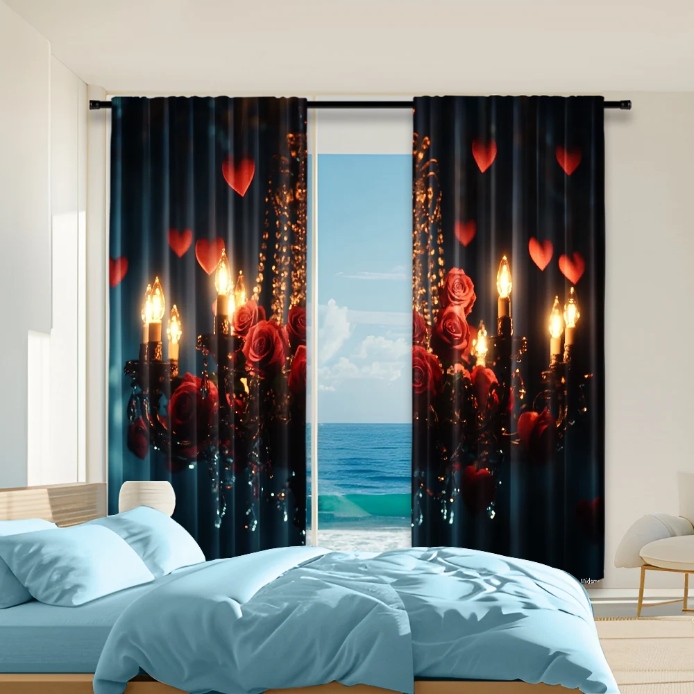 2 pcs, versatile polyester transparent curtains for home decoration Valentine's Day red roses for use in bedrooms and living
2 pcs, versatile polyester transparent curtains for home decoration Valentine's Day red roses for use in bedrooms and living