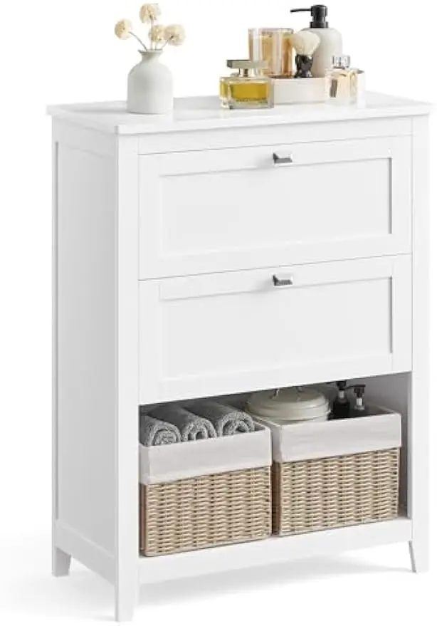 Freestanding Storage Cabinet with 2 Drawers, Adjustable Dividers, and Rattan Baskets for Bathroom or Living Room, White
Freestanding Storage Cabinet with 2 Drawers, Adjustable Dividers, and Rattan Baskets for Bathroom or Living Room, White