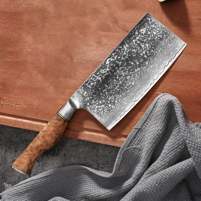 6.9 Inch Chinese Chef Knife 67-layer Damascus Powder Steel Blade Sapele Wood Handle Slicing Vegetable Cleaver Meat Kitchen Knife
6.9 Inch Chinese Chef Knife 67-layer Damascus Powder Steel Blade Sapele Wood Handle Slicing Vegetable Cleaver Meat Kitchen Knife