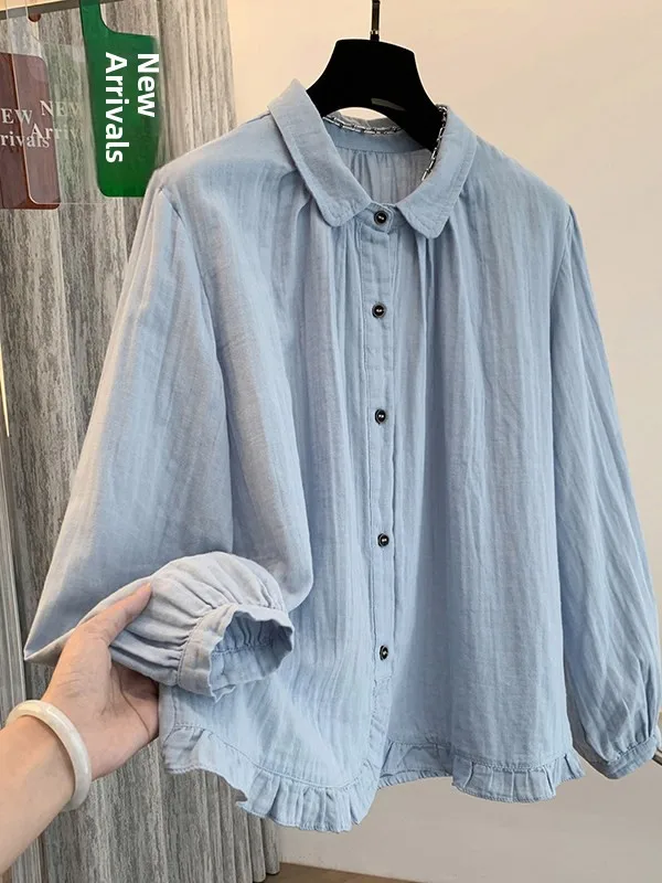 Spring Fashion Loose Long Sleeve Double Layer Cotton Yarn Elegant Top Women's Casual Style Breathable Skin-Friendly Shirt
Spring Fashion Loose Long Sleeve Double Layer Cotton Yarn Elegant Top Women's Casual Style Breathable Skin-Friendly Shirt