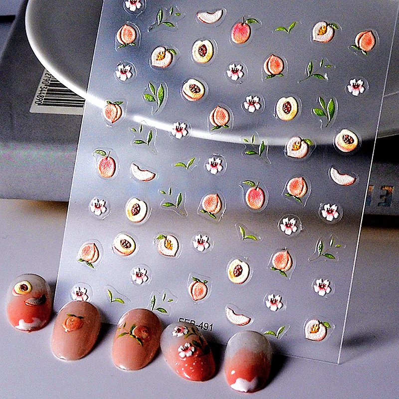 Adhesive Embossed Fruit 5D Nail Art Stickers Peach Cherry Strawberry Watermelon Dedals For Nails Decoration Supplies Material
Adhesive Embossed Fruit 5D Nail Art Stickers Peach Cherry Strawberry Watermelon Dedals For Nails Decoration Supplies Material