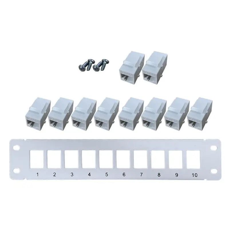 10-Port CAT5e Shielded Patch Panel RJ45 10G Ready Metal Housing Color-Coded Labeling for T568A and T568B Wiring,White
10-Port CAT5e Shielded Patch Panel RJ45 10G Ready Metal Housing Color-Coded Labeling for T568A and T568B Wiring,White