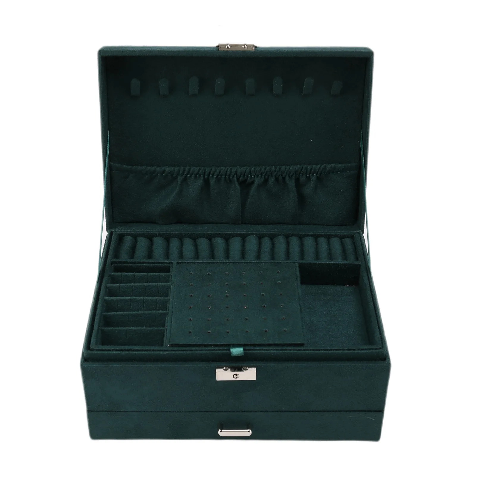 LICE-Three Layer New Vintage Flannel Jewelry Box Earrings Earrings Rings Necklace Jewelry Storage Box Dark Green
LICE-Three Layer New Vintage Flannel Jewelry Box Earrings Earrings Rings Necklace Jewelry Storage Box Dark Green