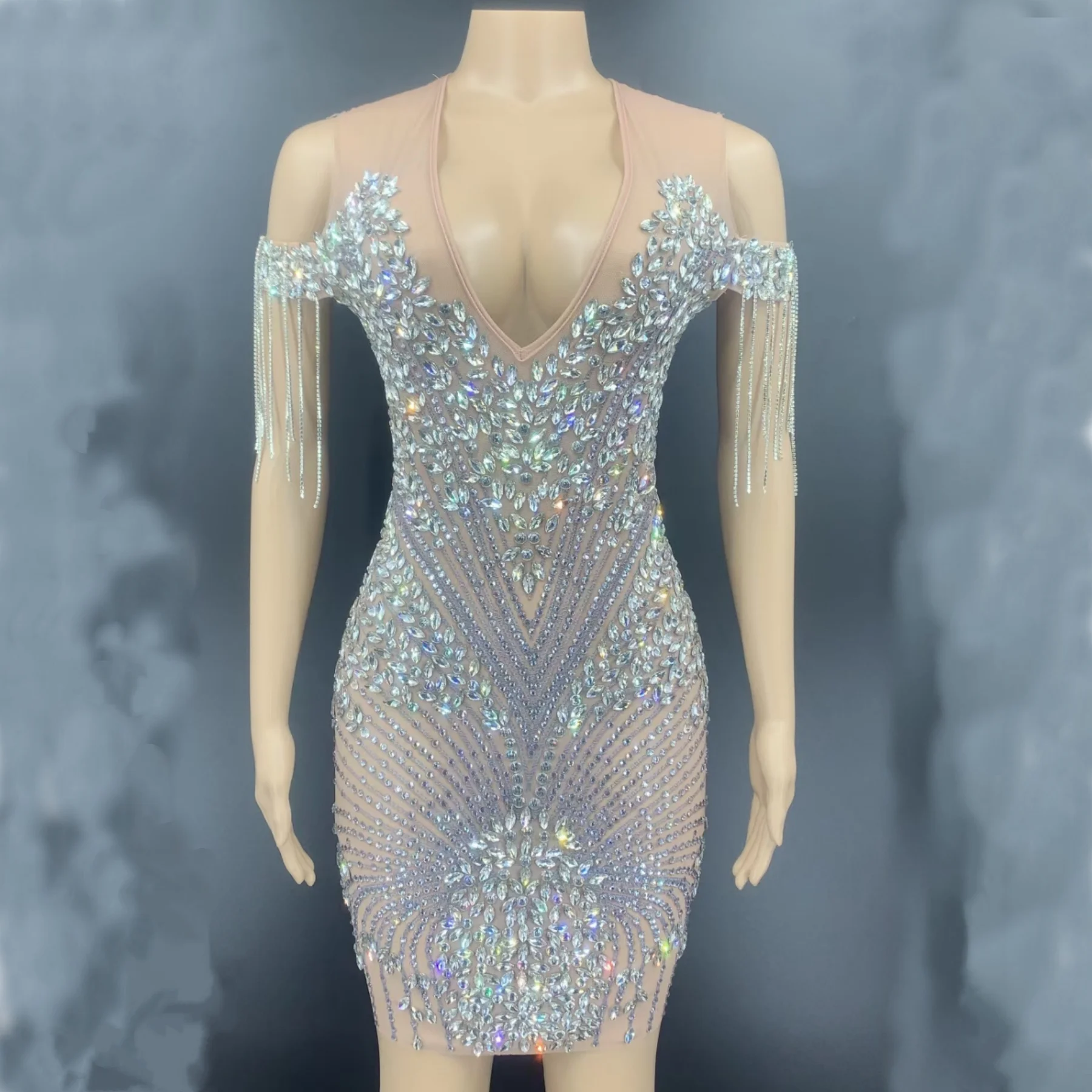 Sparkly Crystal Bodycon Mini Dress Women Off Shoulder Tassel Mesh See Through Party Birthday Prom Luxury Formal Dress Sanhua
Sparkly Crystal Bodycon Mini Dress Women Off Shoulder Tassel Mesh See Through Party Birthday Prom Luxury Formal Dress Sanhua