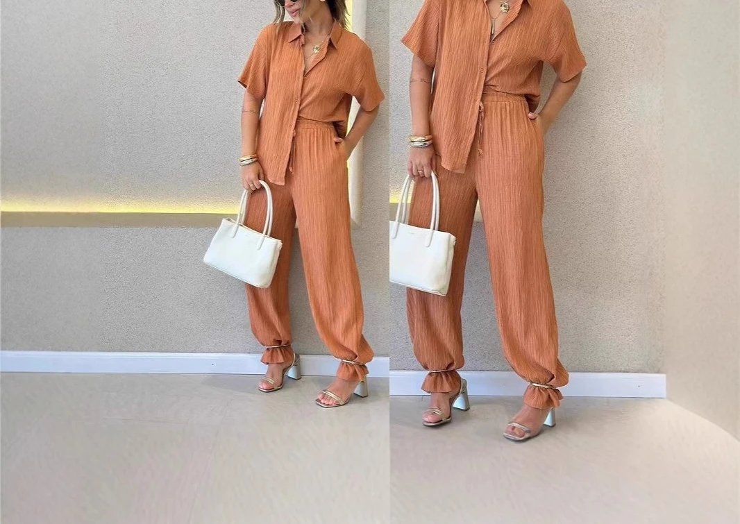 Women's Wear 2025 New Fashion Simple Loose Short Sleeve Shirt Strap Casual Pants Two Piece Set
Women's Wear 2025 New Fashion Simple Loose Short Sleeve Shirt Strap Casual Pants Two Piece Set