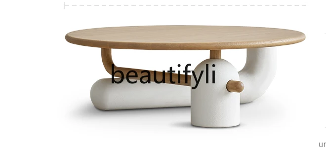 Original design French cream wind ash wood log size round coffee table combination round table
Original design French cream wind ash wood log size round coffee table combination round table
