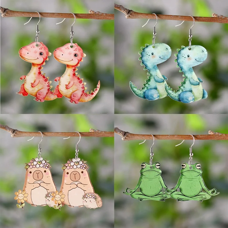 1pcs cute watercolor dinosaur flower Kapibala frog pendant earrings, creative acrylic 2D flat cartoon animal lady student earrin
1pcs cute watercolor dinosaur flower Kapibala frog pendant earrings, creative acrylic 2D flat cartoon animal lady student earrin
