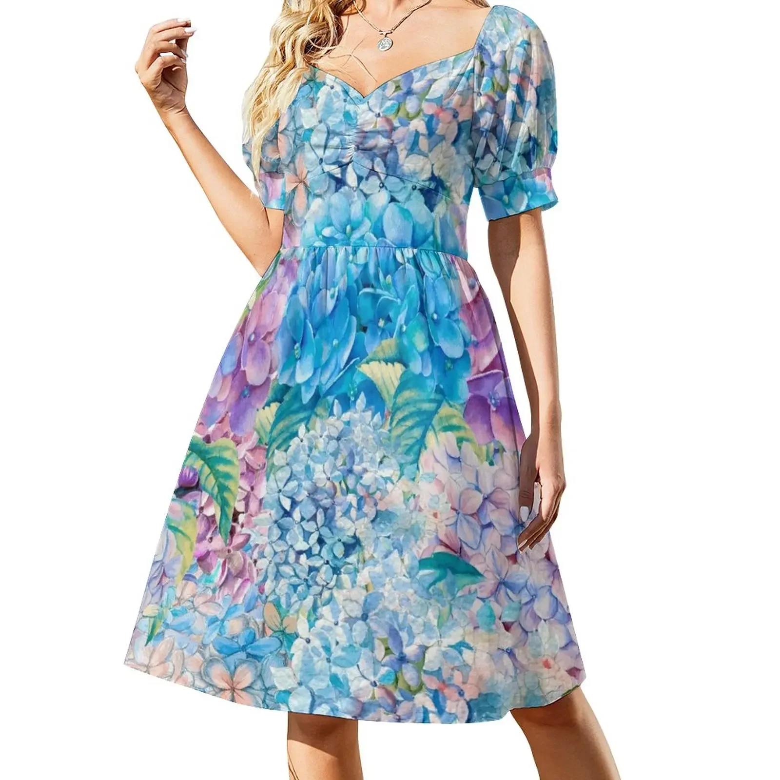 Blue Watercolor Spring Pastel Hydrangea Flower Pattern Short-Sleeved Dress birthday dress women's evening dresses 2025
Blue Watercolor Spring Pastel Hydrangea Flower Pattern Short-Sleeved Dress birthday dress women's evening dresses 2025