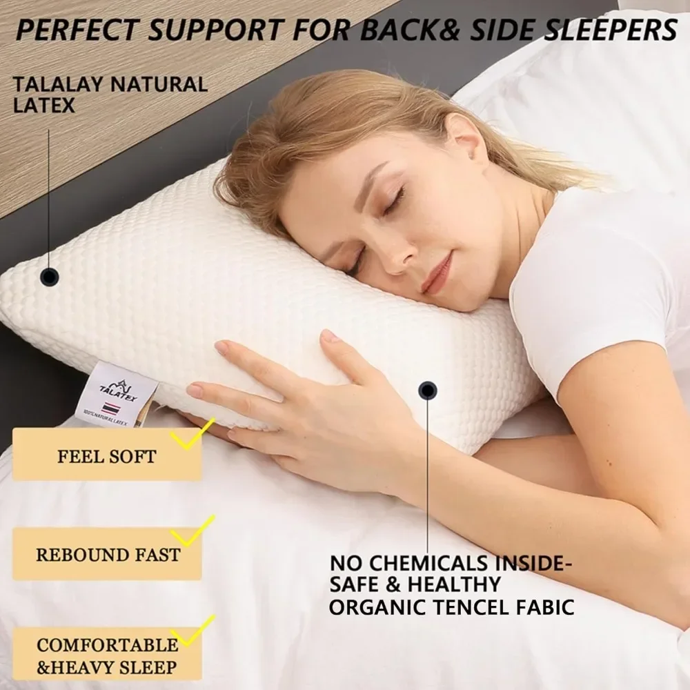 Natural Talalay Latex Pillow - Premium Support and Pressure Relief without Memory Foam
Natural Talalay Latex Pillow - Premium Support and Pressure Relief without Memory Foam