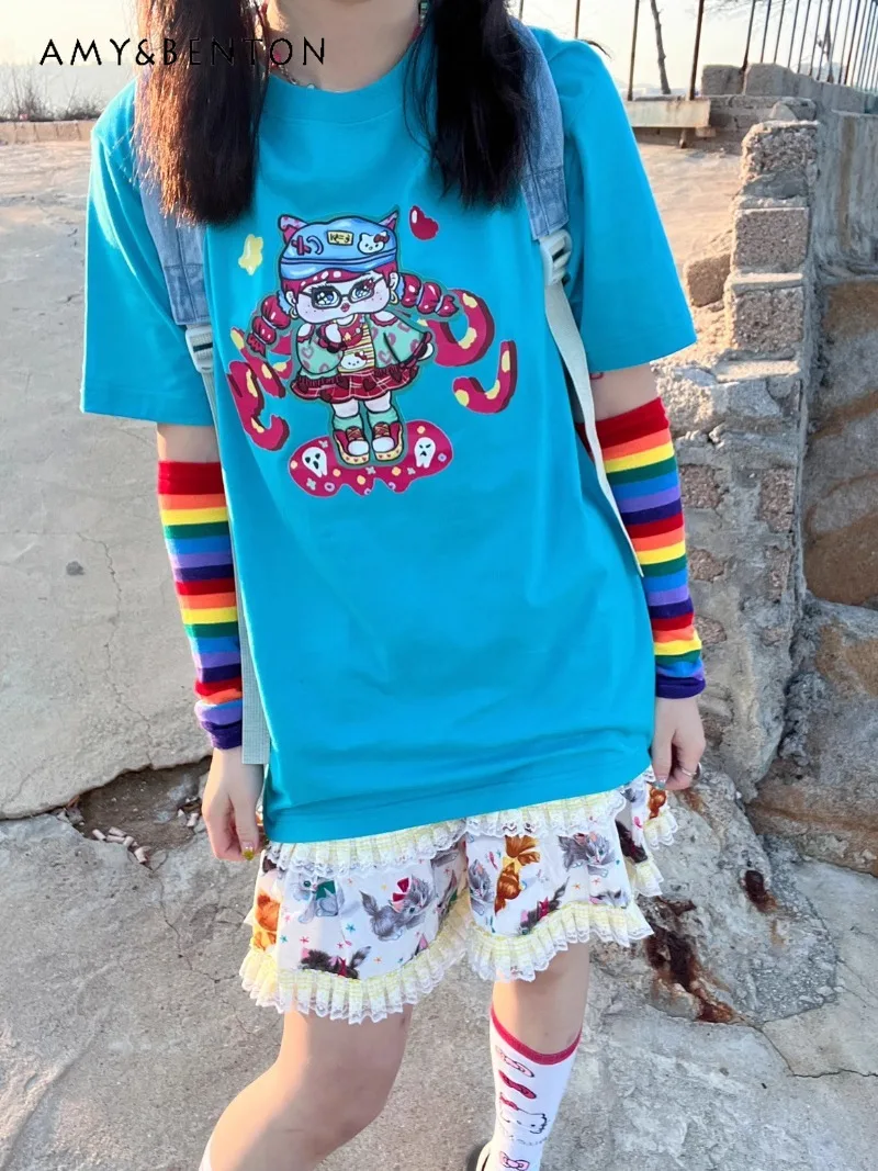 2025 New Japanese Summer Original Cute Print Retro Harajuku Top Solid Color Short-sleeved T-shirt For Women
2025 New Japanese Summer Original Cute Print Retro Harajuku Top Solid Color Short-sleeved T-shirt For Women