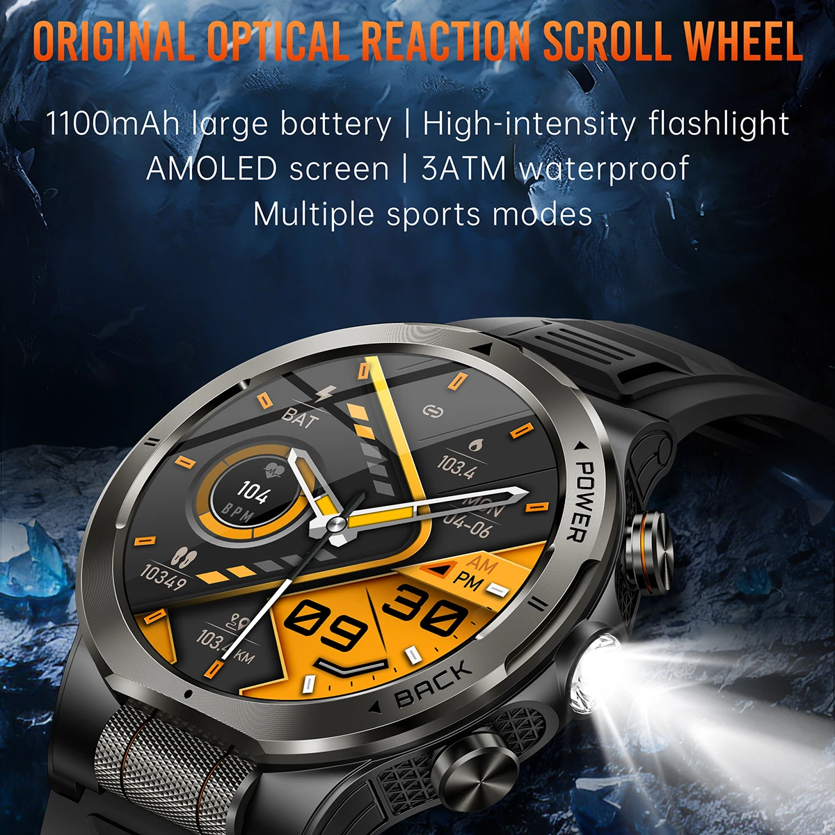 New Outdoor Sports AMOLED Smart Watch BT Call KT91 Compass Voice Assistant LED Flashlight 1100mAh Large Battery Men Smartwatch
New Outdoor Sports AMOLED Smart Watch BT Call KT91 Compass Voice Assistant LED Flashlight 1100mAh Large Battery Men Smartwatch
