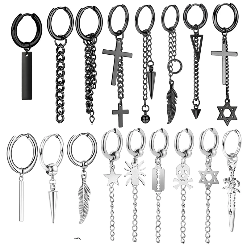 Earrings For Men Stainless Steel Cross Hinged Hoop Dangle Earrings For Men Women Wholesales black silver Long Chain Dangle Pierc
Earrings For Men Stainless Steel Cross Hinged Hoop Dangle Earrings For Men Women Wholesales black silver Long Chain Dangle Pierc