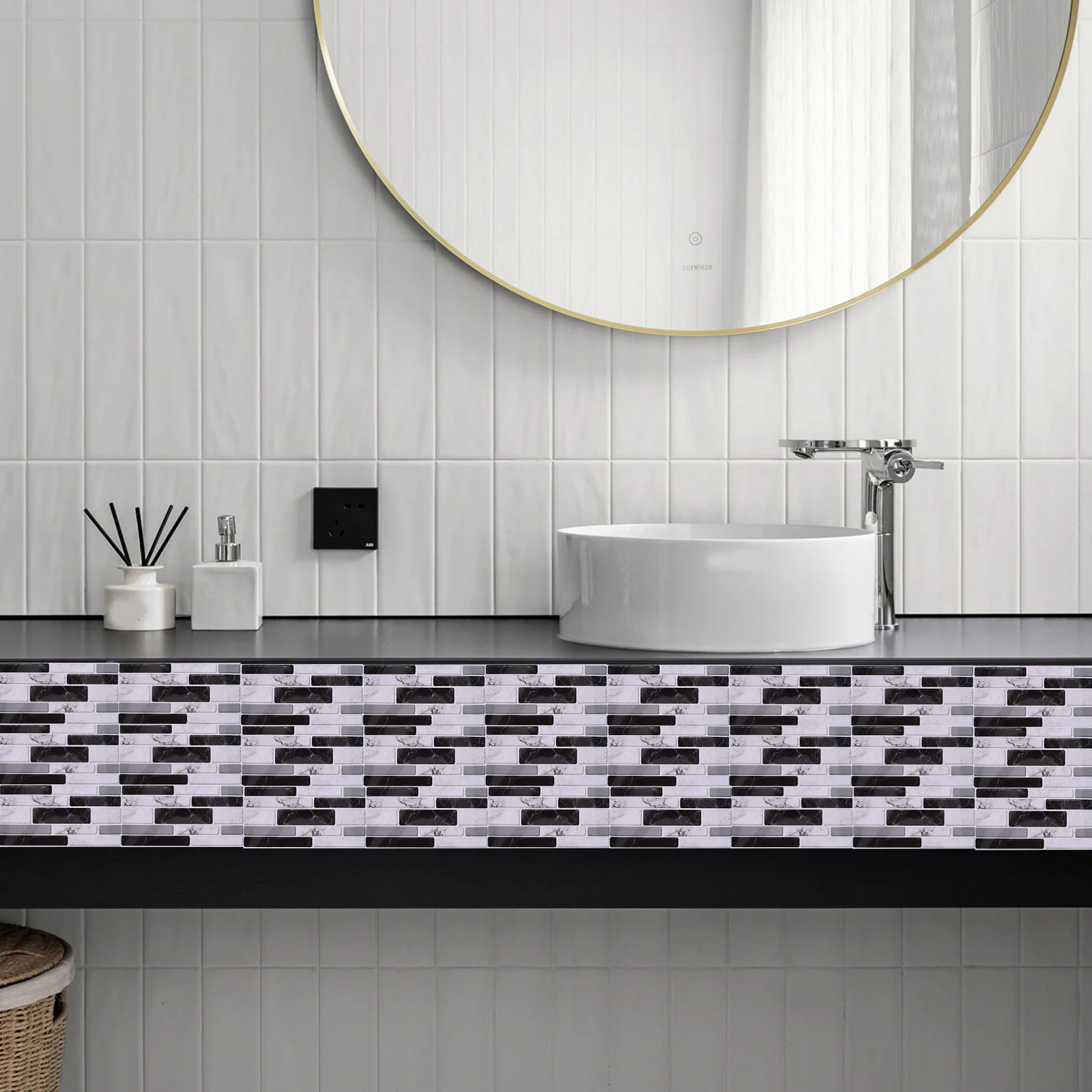 27Pcs Peel and Stick Waterproof Marble Mosaic Wall Tiles for Kitchen Bathroom Living Room Backsplash Decorative Art Tile
27Pcs Peel and Stick Waterproof Marble Mosaic Wall Tiles for Kitchen Bathroom Living Room Backsplash Decorative Art Tile