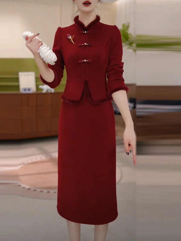 Fashionable Thickened Winter Dress Red Wedding Matron Dress Women's plus Size Slimming Marriage Ceremony Dress Capacity Kiss
Fashionable Thickened Winter Dress Red Wedding Matron Dress Women's plus Size Slimming Marriage Ceremony Dress Capacity Kiss