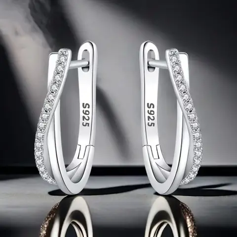 925 Silver Star Twisted Line Earrings Jewelry Versatile Hoop Earrings For Women Jewelry Fine Birthday Party Gifts