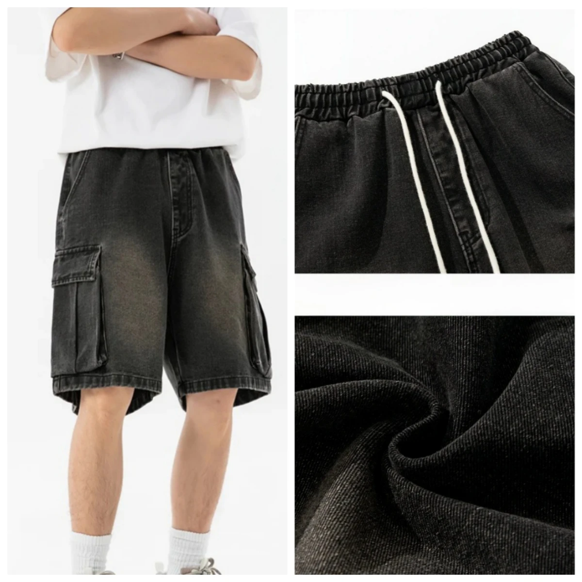 Korean Fashion Men's Wide Leg Denim Shorts Summer New Fashion Loose Casual Elastic Waist Large Pocket Cargo Men's Jeans Shorts
Korean Fashion Men's Wide Leg Denim Shorts Summer New Fashion Loose Casual Elastic Waist Large Pocket Cargo Men's Jeans Shorts