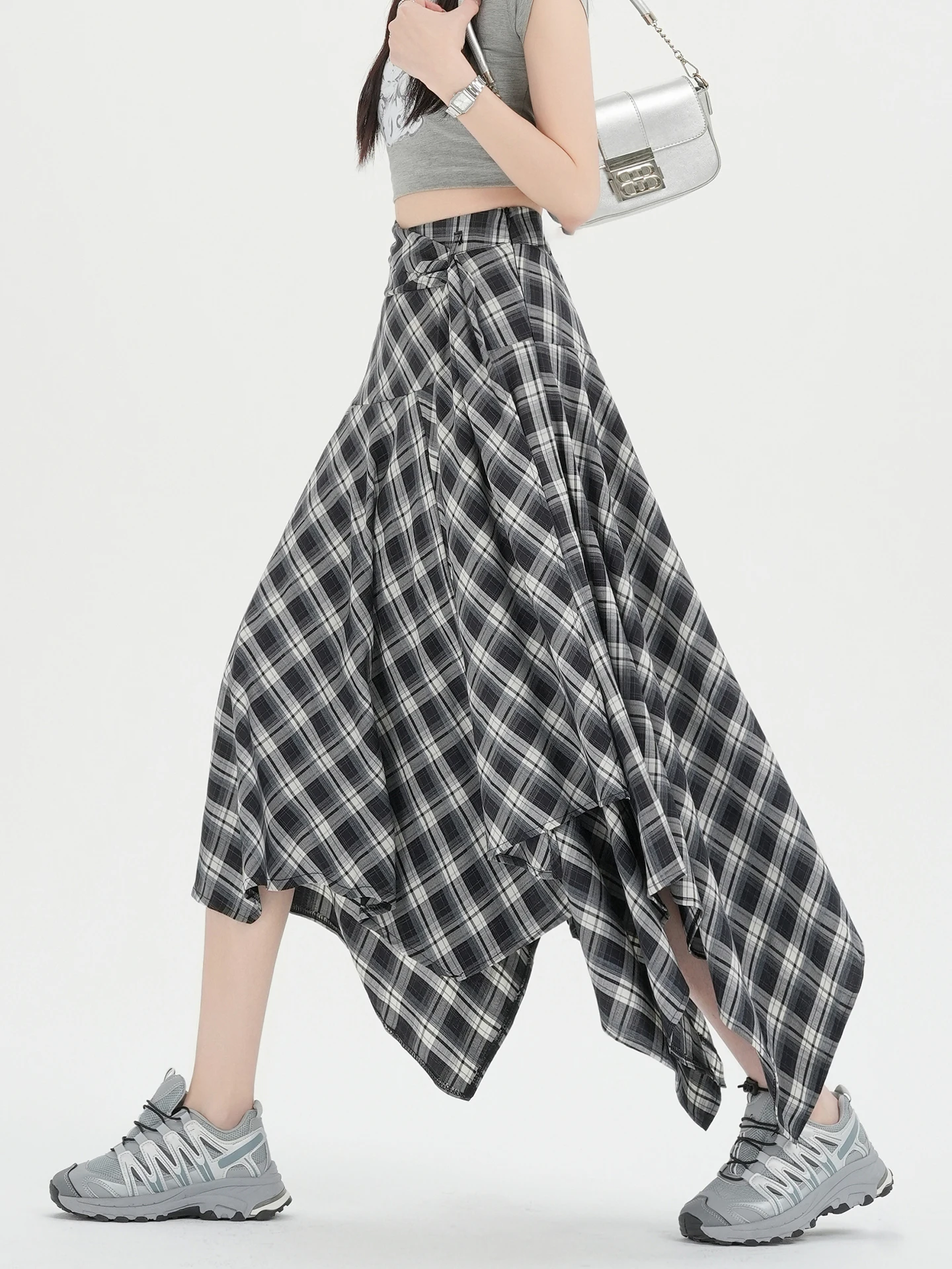 Ретро-юбка миди с асимметричной клетчатой отделкой, высокой талией, А-силуэта, для женщин, дышащая, приятная к телу, повседневная
Ретро-юбка миди с асимметричной клетчатой отделкой, высокой талией, А-силуэта, для женщин, дышащая, приятная к телу, повседневная