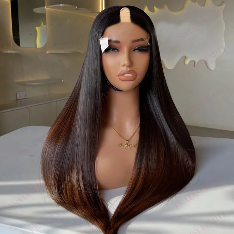 Бразильские парики из 100% натуральных человеческих волос, омбре, темно-коричневые, шелковистые, прямые, с U-образной частью 1x4, для чернокожих женщин, легко надеваемые, без клея, V-образные парики
Бразильские парики из 100% натуральных человеческих волос, омбре, темно-коричневые, шелковистые, прямые, с U-образной частью 1x4, для чернокожих женщин, легко надеваемые, без клея, V-образные парики