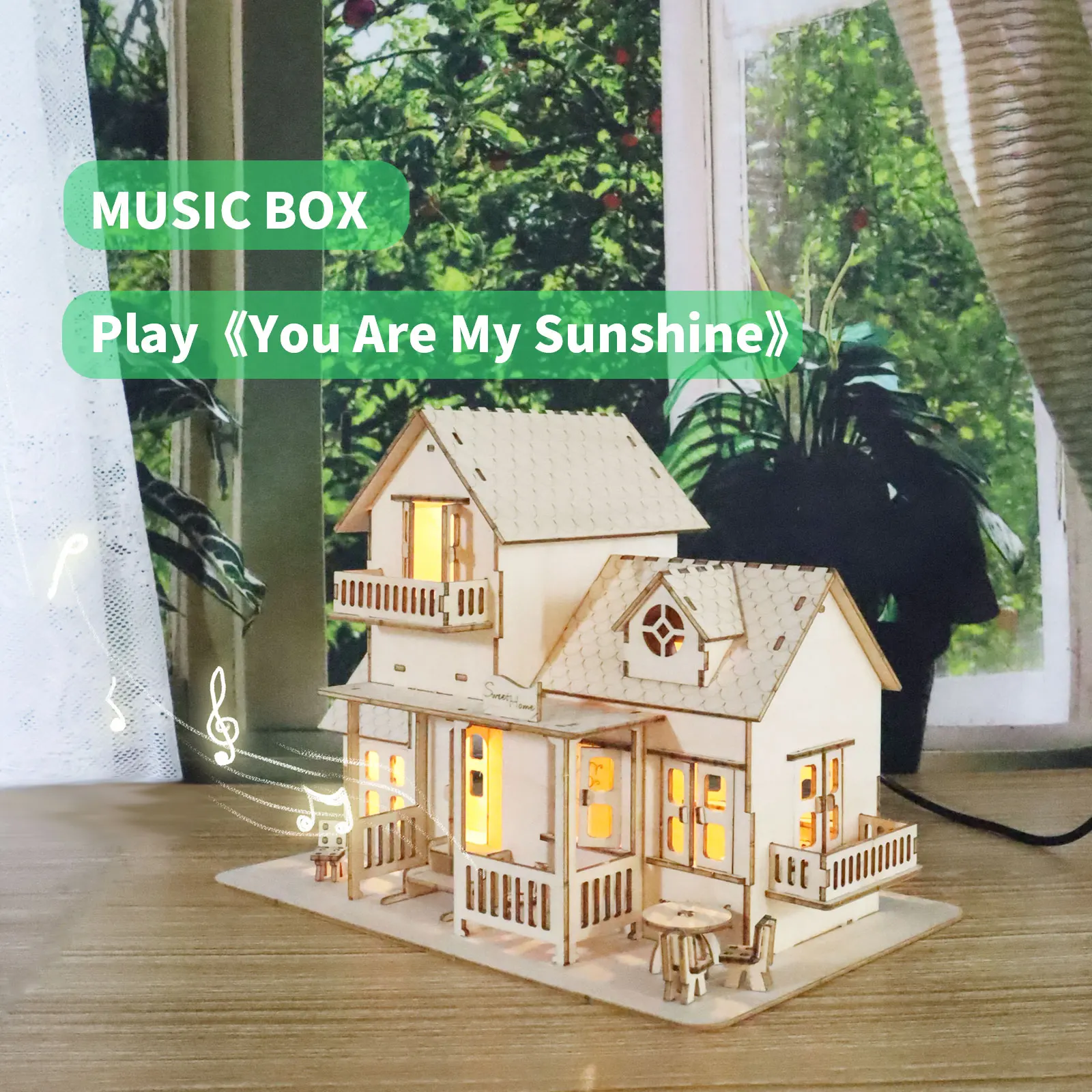 DIY 3D Wooden Music Box "Cozy Cottage" - Miniature Dollhouse Puzzle Kit with LED Lights | Handcrafted Model Building Set
DIY 3D Wooden Music Box "Cozy Cottage" - Miniature Dollhouse Puzzle Kit with LED Lights | Handcrafted Model Building Set
