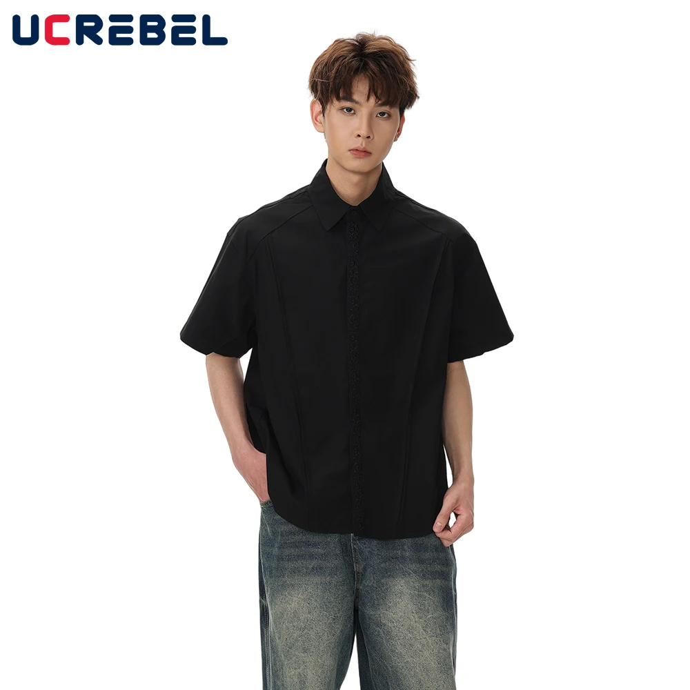 Embroidery Flower Short Sleeve Shirts Mens Pleated Solid Color High Street Summer Cotton Loose Half-Sleeve Shirts Men
Embroidery Flower Short Sleeve Shirts Mens Pleated Solid Color High Street Summer Cotton Loose Half-Sleeve Shirts Men